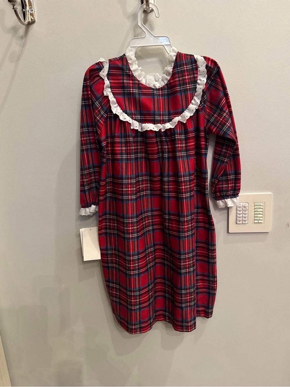 Strasburg Red Plaid Ruffle-Trim Girls' Nightgown